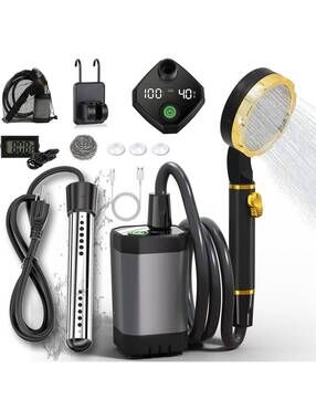 Portable Camping Shower - 6000mAh Battery, 2000W Immersion Heater & LED Display